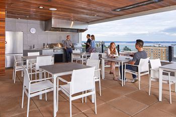 Outdoor covered community room fully equiped with entertainment and lounging